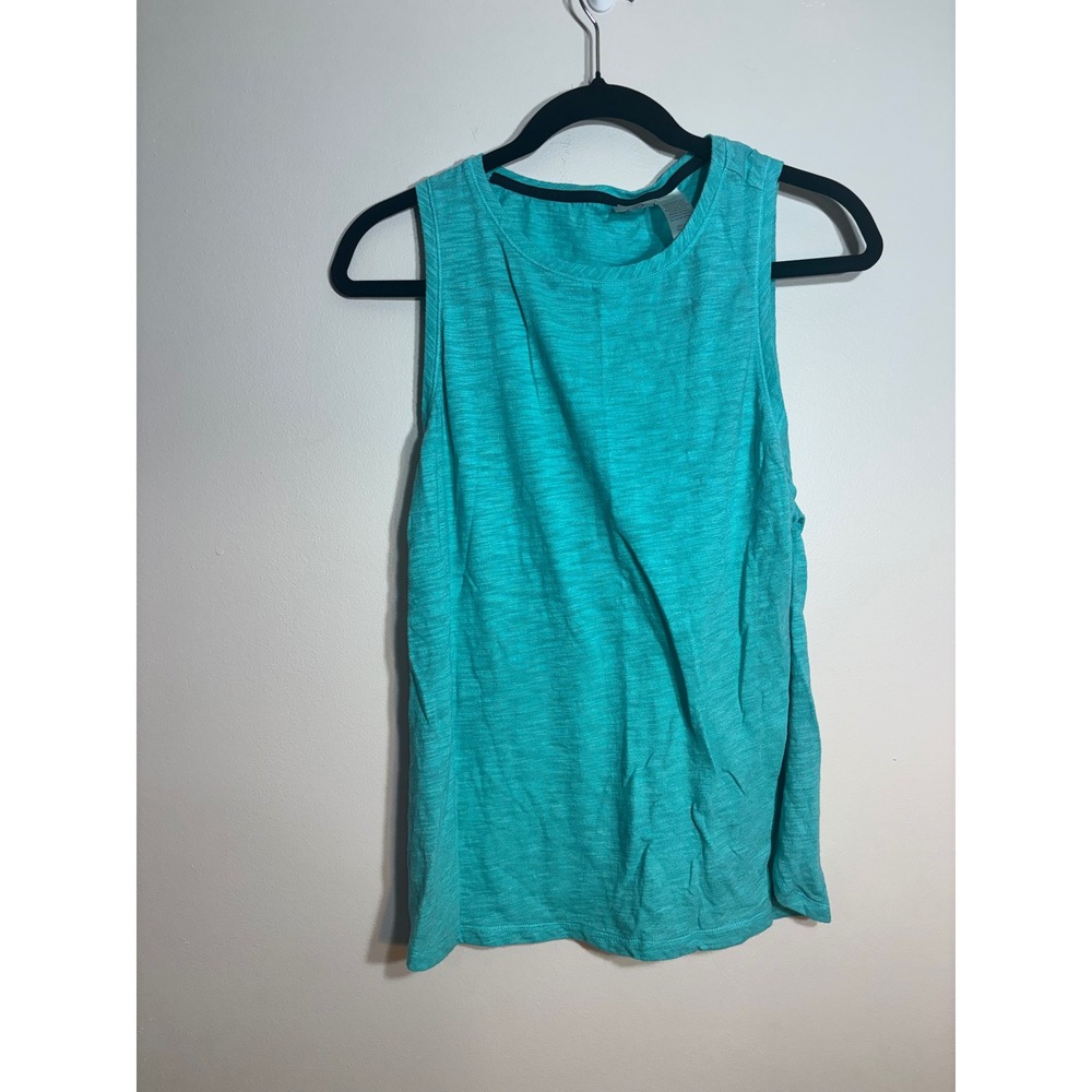 CALIA by Carrie Underwood Womens Teal Heathered Slub Knit Tank Top Medium Active